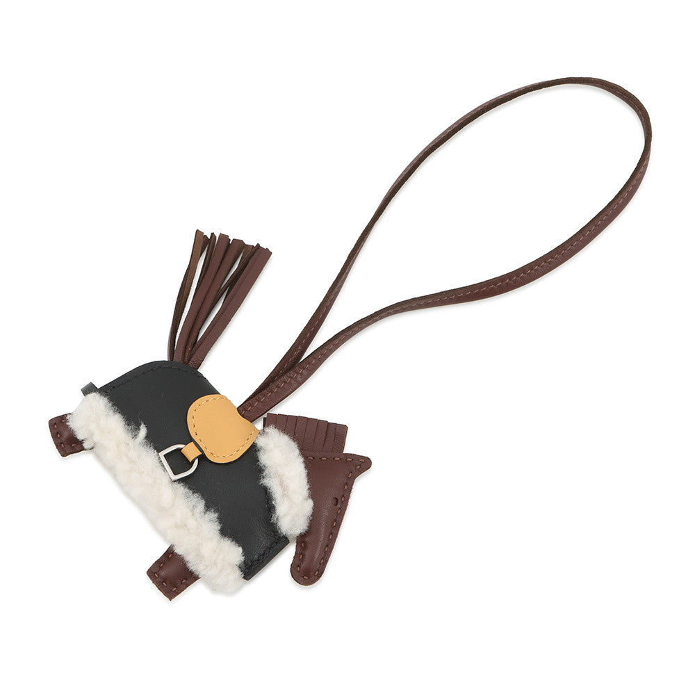 HERMES Robeo Plush Terre/Paille/Black Lambskin Mouton Size PM