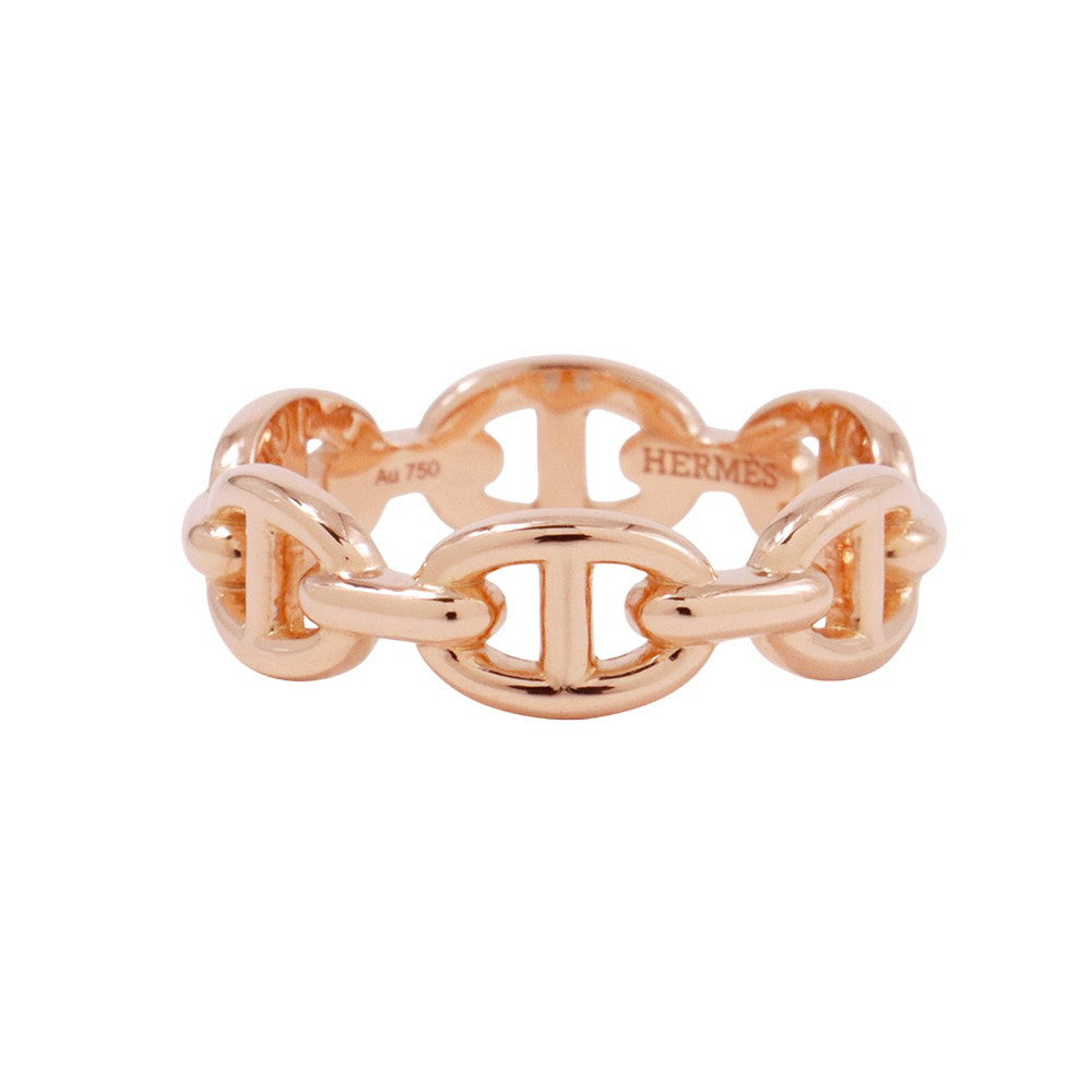 HERMES Chaine d'Ancre Anchene Ring Size PM/52#12 18K Pink Gold