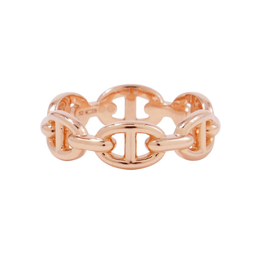 HERMES Chaine d'Ancre Anchene Ring Size PM/52#12 18K Pink Gold