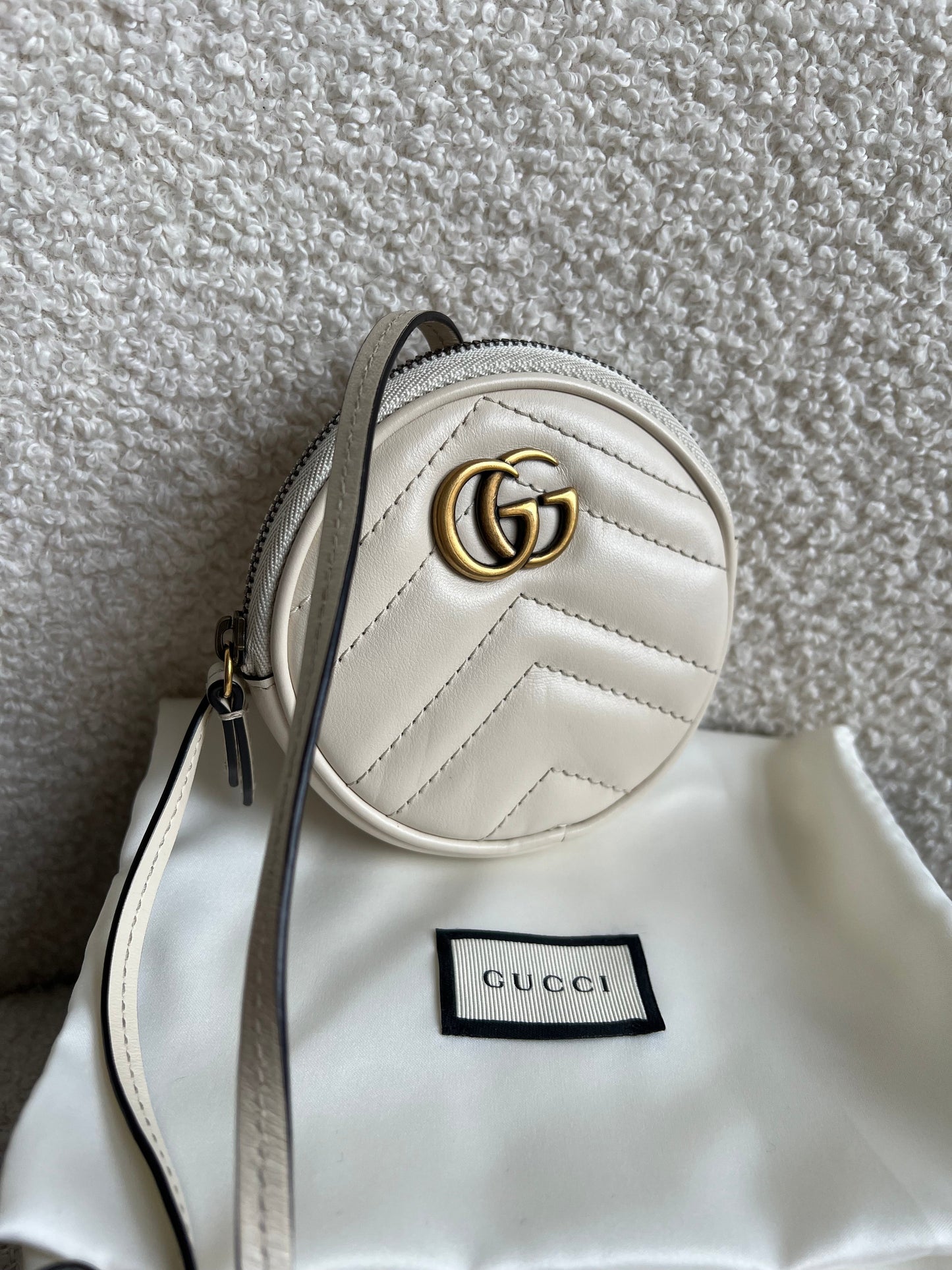 Gucci White GG Marmont Coin Pouch on Strap (RRP £395)