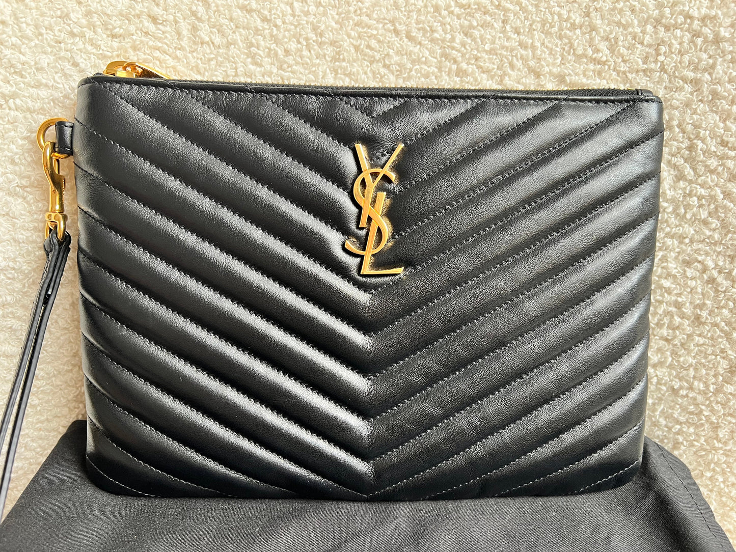 Yves Saint Laurent (YSL) Black Monogram Clutch Pouch (RRP £530)