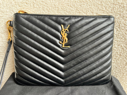 Yves Saint Laurent (YSL) Black Monogram Clutch Pouch (RRP £530)