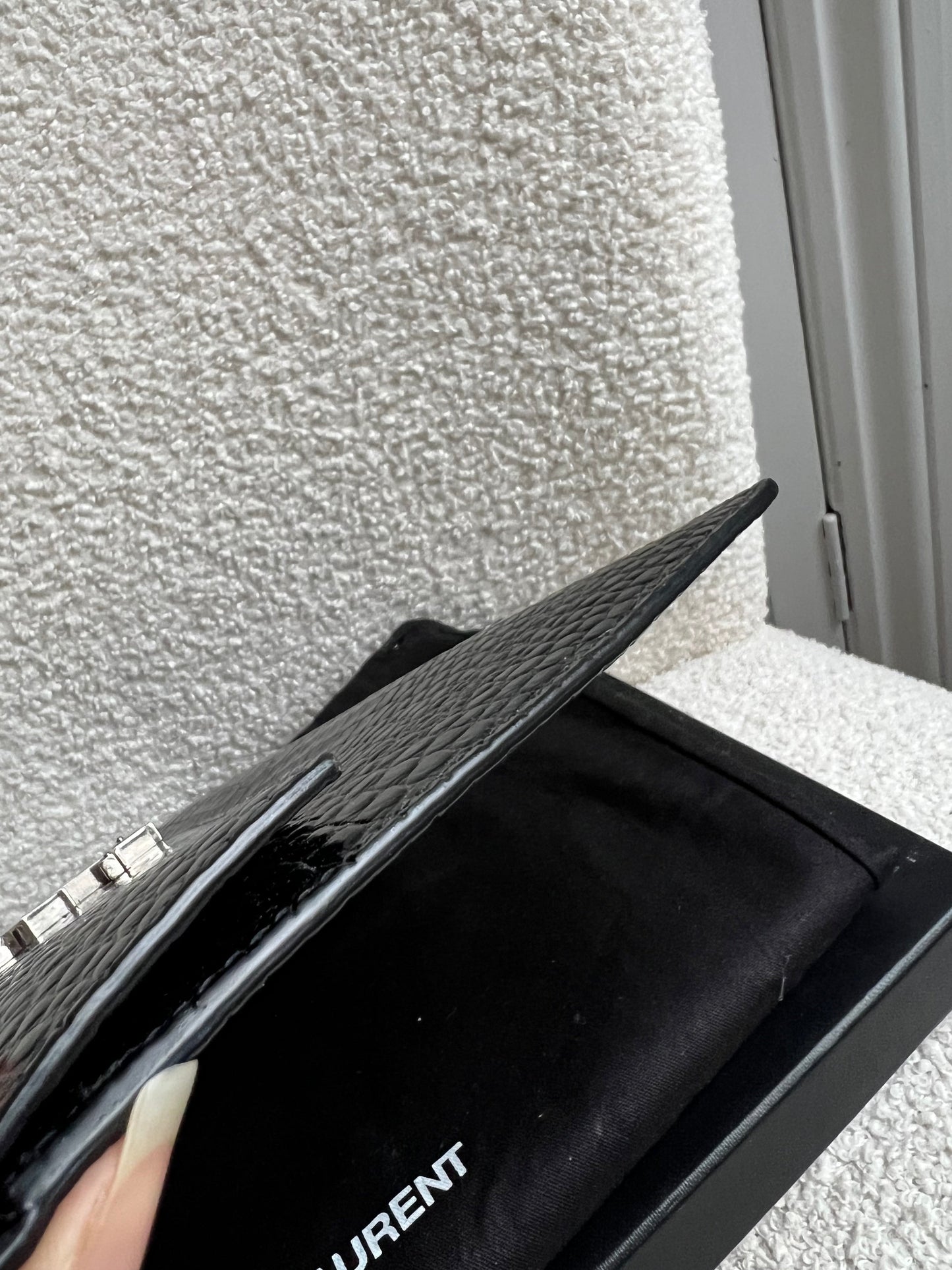 Yves Saint Laurent (YSL) Black Croc Uptown Pouch Clutch (RRP £580)