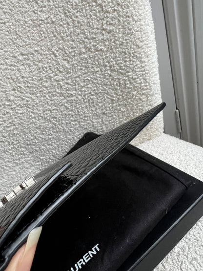 Yves Saint Laurent (YSL) Black Croc Uptown Pouch Clutch (RRP £580)