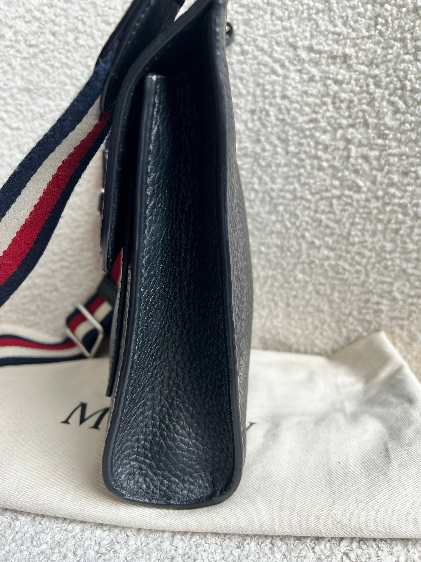 Mulberry Small Black Antony with striped strap