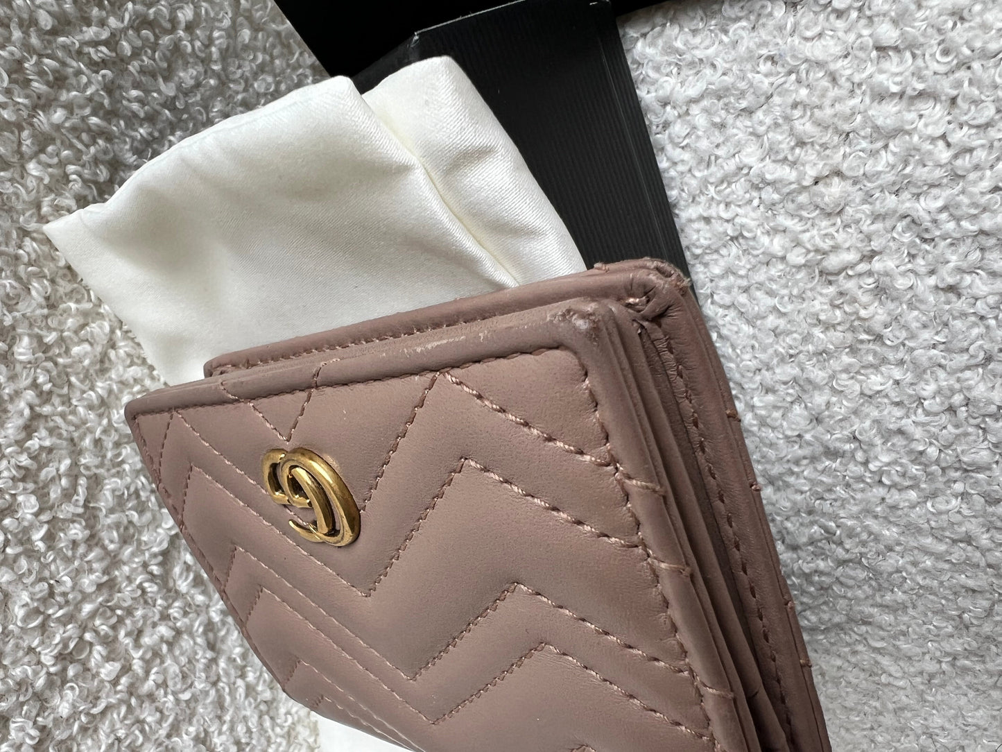 Gucci GG Dusty Pink Marmont Matelassé Card Case Wallet (RRP £410)