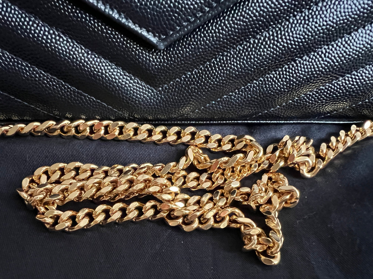Yves Saint Laurent (YSL) Black Cassandre Envelope Chain Wallet (RRP £1,200)