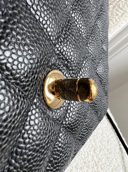 Chanel Square Mini Classic Flap in Black Caviar with gold hardware