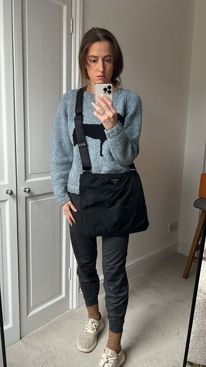 Prada Tessuto Nylon Black Messenger Bag