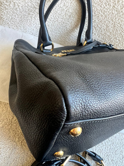 Prada Black Vitello Daino Tote