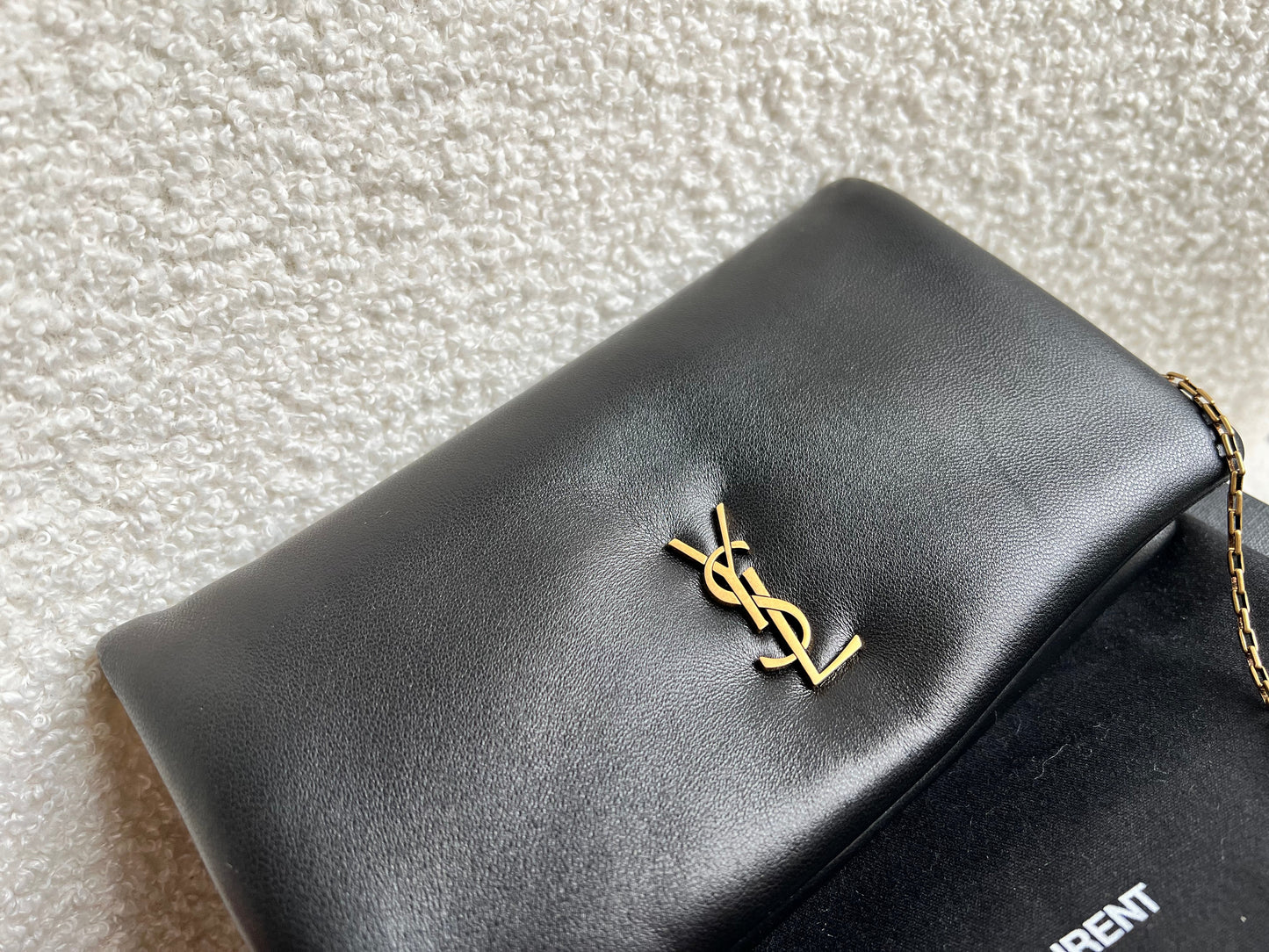 Yves Saint Laurent (YSL) Black Puffy Lambskin Wallet on Chain with Gold Hardware (RRP £960)