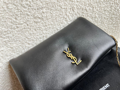 Yves Saint Laurent (YSL) Black Puffy Lambskin Wallet on Chain with Gold Hardware (RRP £960)