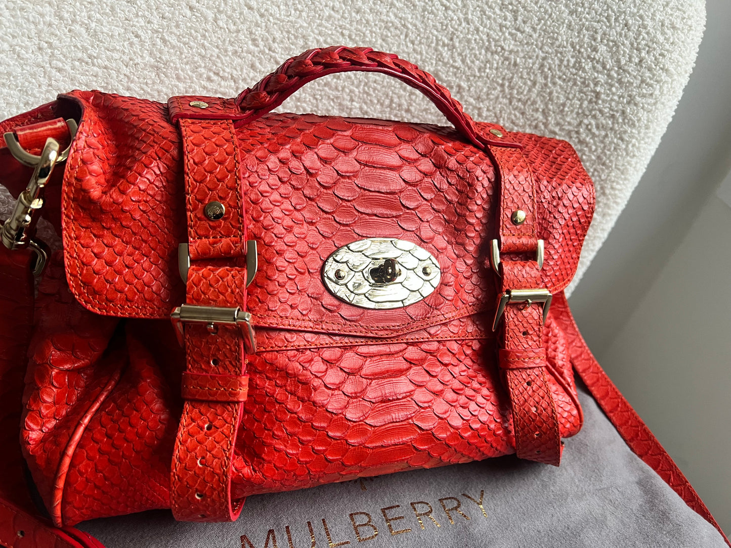 Mulberry Flame Red Silky Snake Print Regular Alexa (RRP £1100)