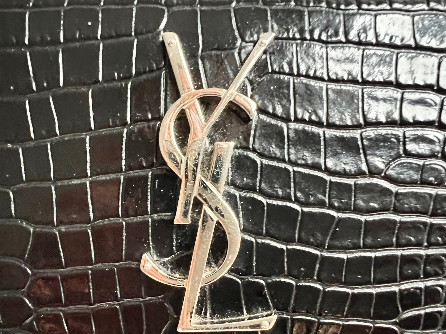 Yves Saint Laurent (YSL) Black Croc Medium Sunset with Silver Hardware (RRP £2,200)