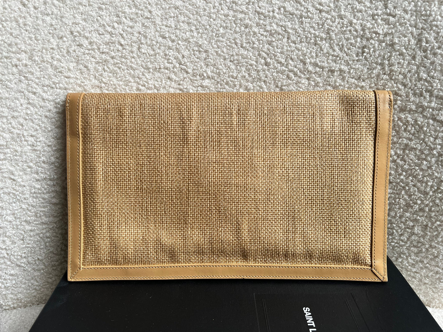 Yves Saint Laurent (YSL) Raffia Uptown Pouch Clutch (RRP £535)