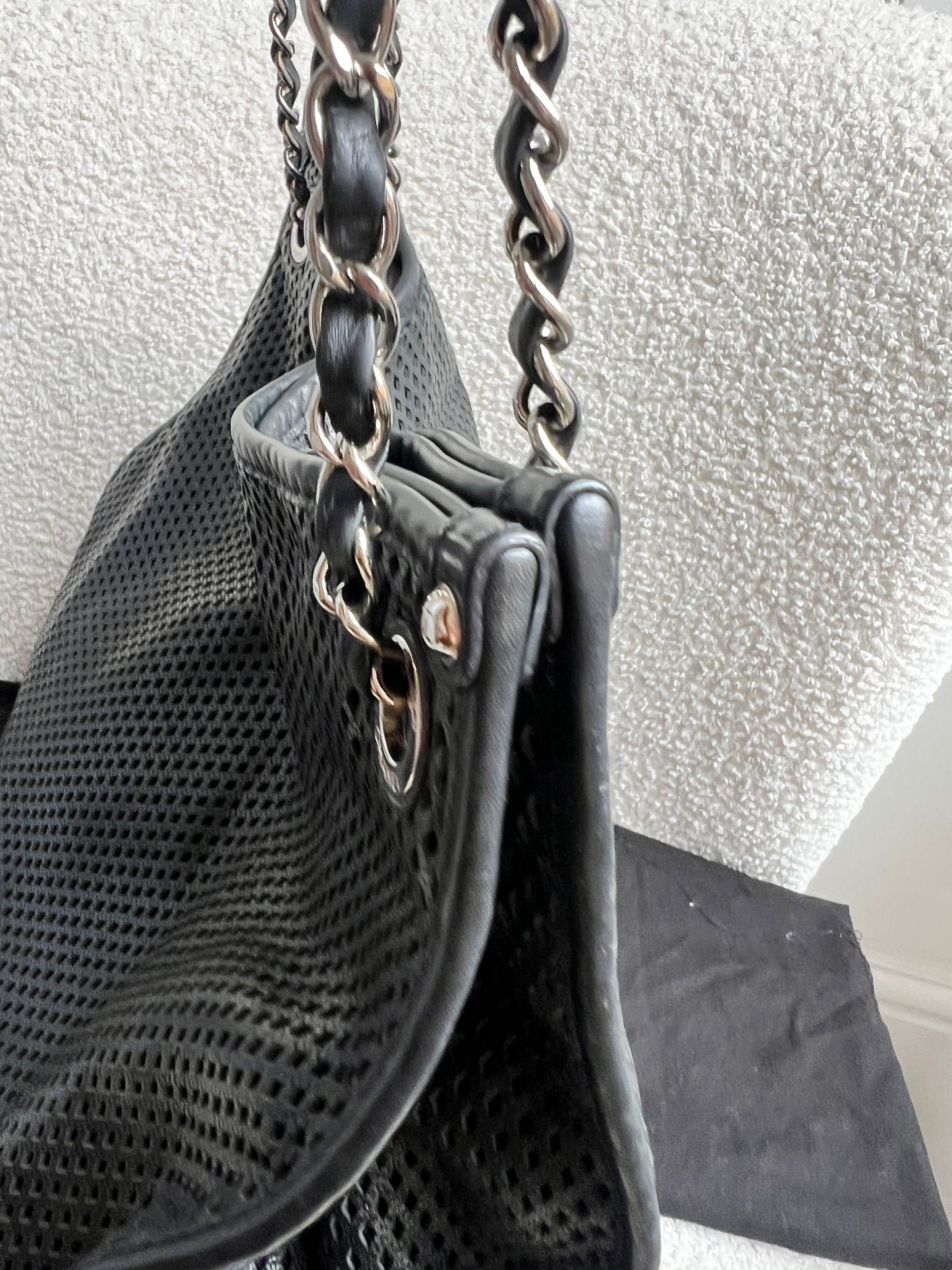 Chanel Black Perforated Up in the Air Tote Retro