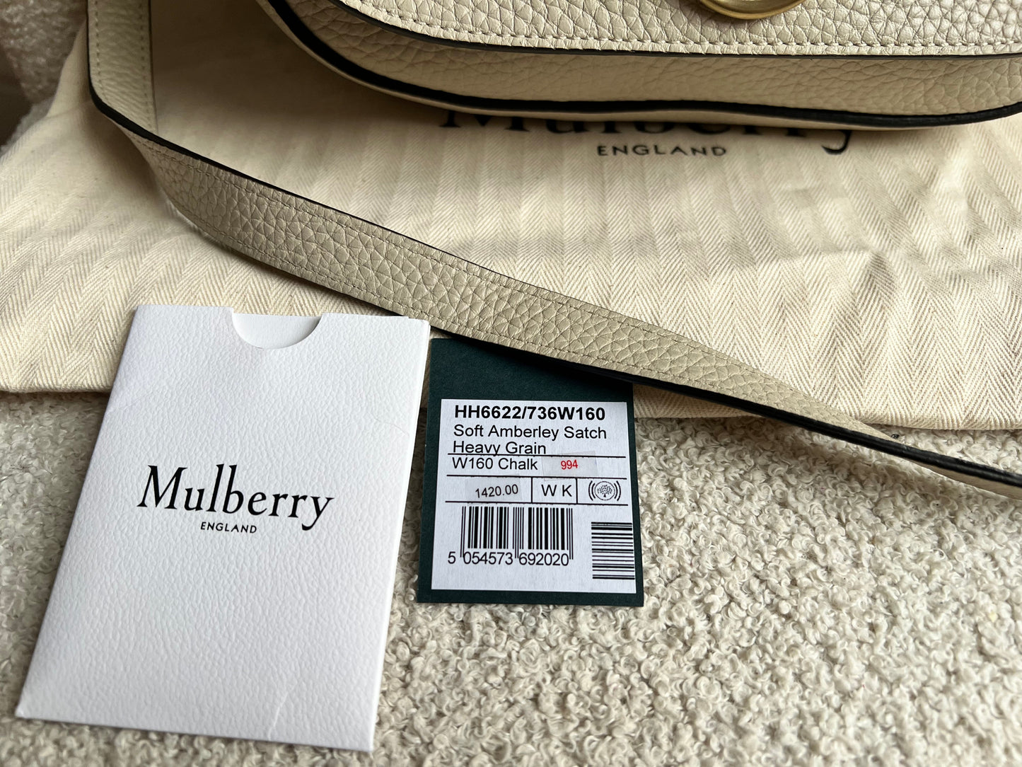 Mulberry Chalk Soft Amberley Satchel (RRP £1,195)