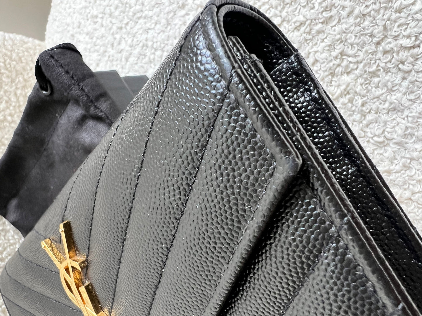 Yves Saint Laurent Black Large Cassandre Flap Wallet (RRP £665)