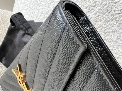 Yves Saint Laurent Black Large Cassandre Flap Wallet (RRP £665)