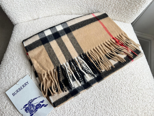 Burberry Classic Check Archive Beige Cashmere Scarf (RRP £435)