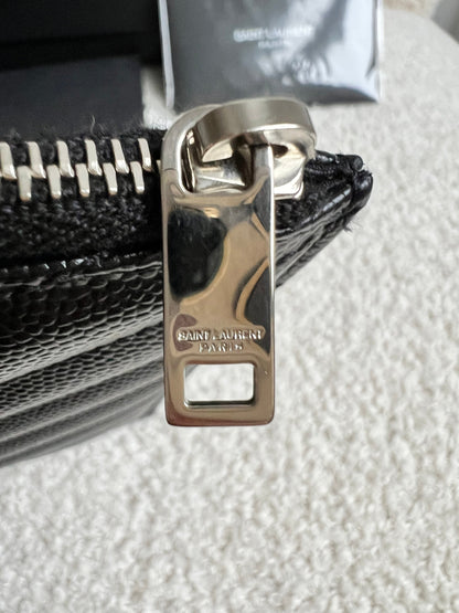 Yves Saint Laurent (YSL) Black Cassandra Zip Pouch (RRP £365)