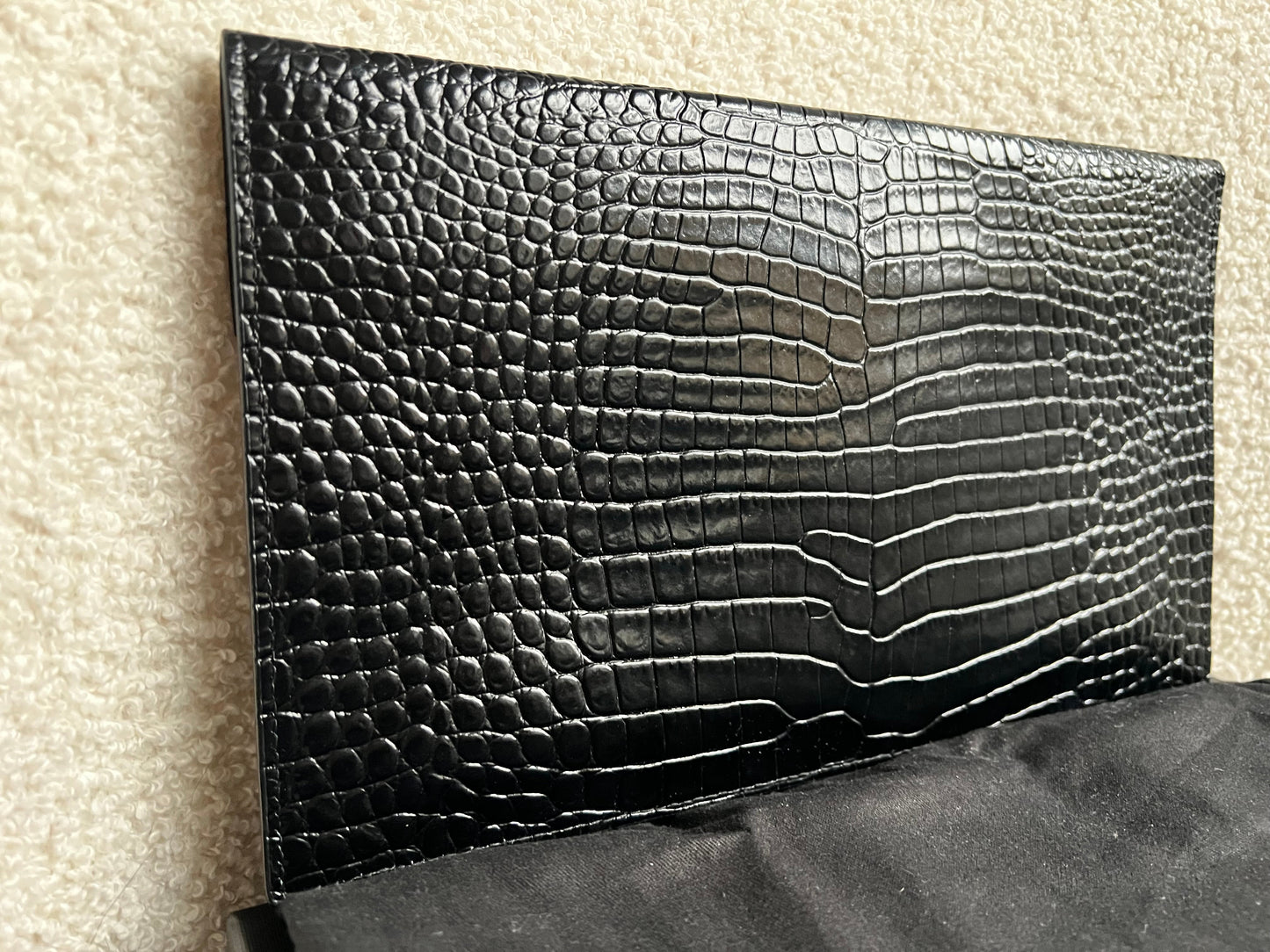 Yves Saint Laurent (YSL) Black Croc Uptown Pouch Clutch (RRP £580)