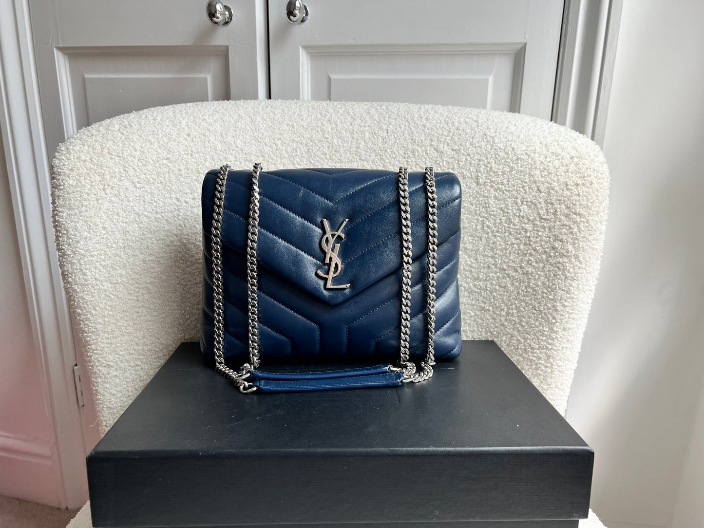 Yves Saint Laurent (YSL) Navy Blue Small LouLou (RRP £1,900)