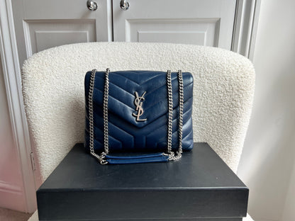 Yves Saint Laurent (YSL) Navy Blue Small LouLou (RRP £1,900)