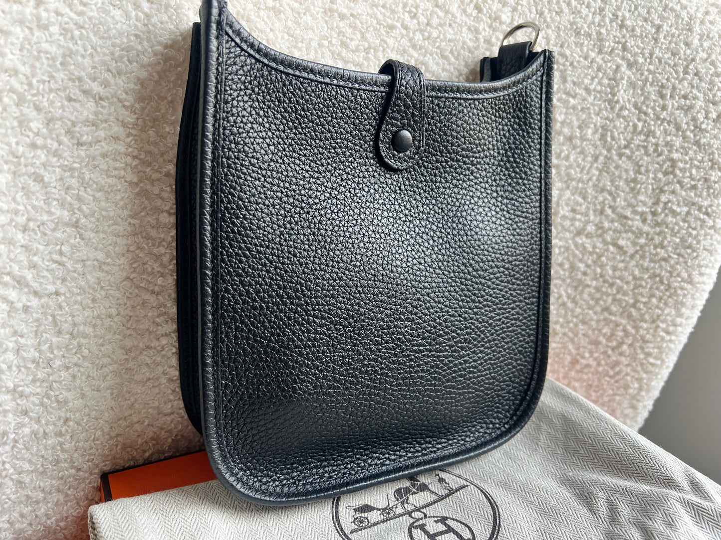 Hermes Evelyne TPM in Black Clemence Leather with Palladium Hardware