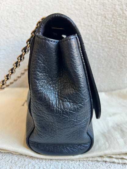 Mulberry Midnight Croc Medium Lily with Gold Hardware