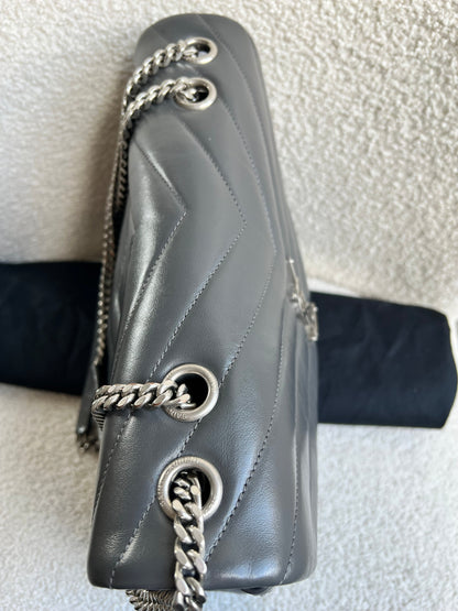Yves Saint Laurent (YSL) Medium Grey Lou Lou Silver Hardware