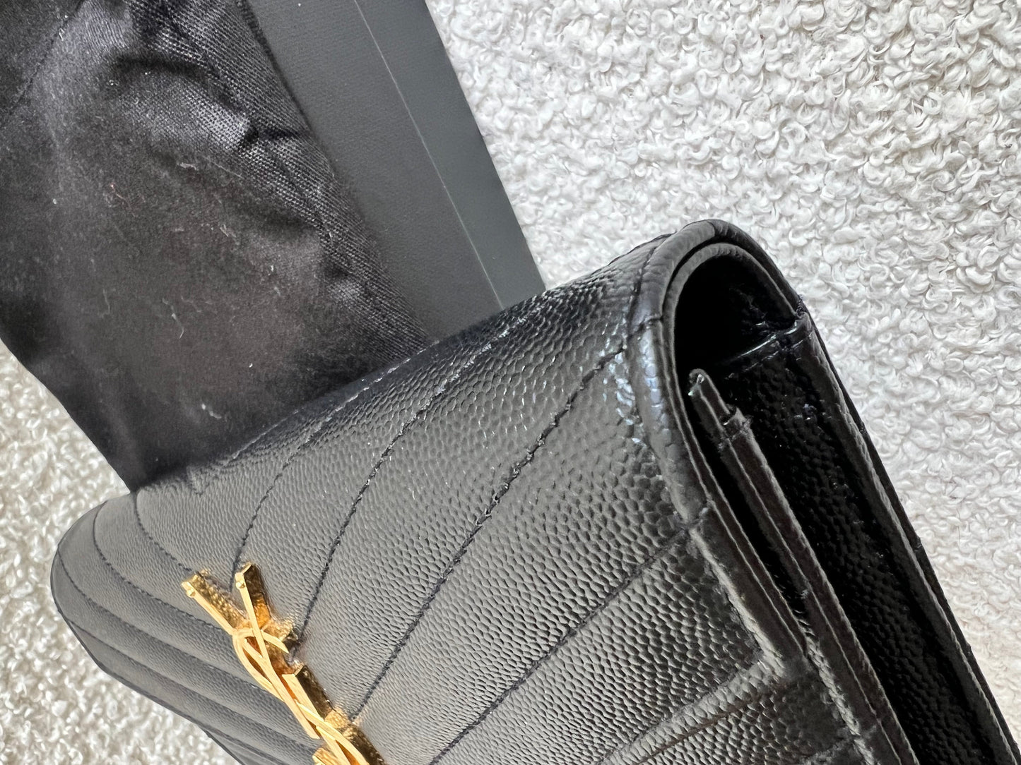 Yves Saint Laurent Black Large Cassandre Flap Wallet (RRP £665)
