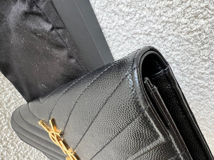 Yves Saint Laurent Black Large Cassandre Flap Wallet (RRP £665)