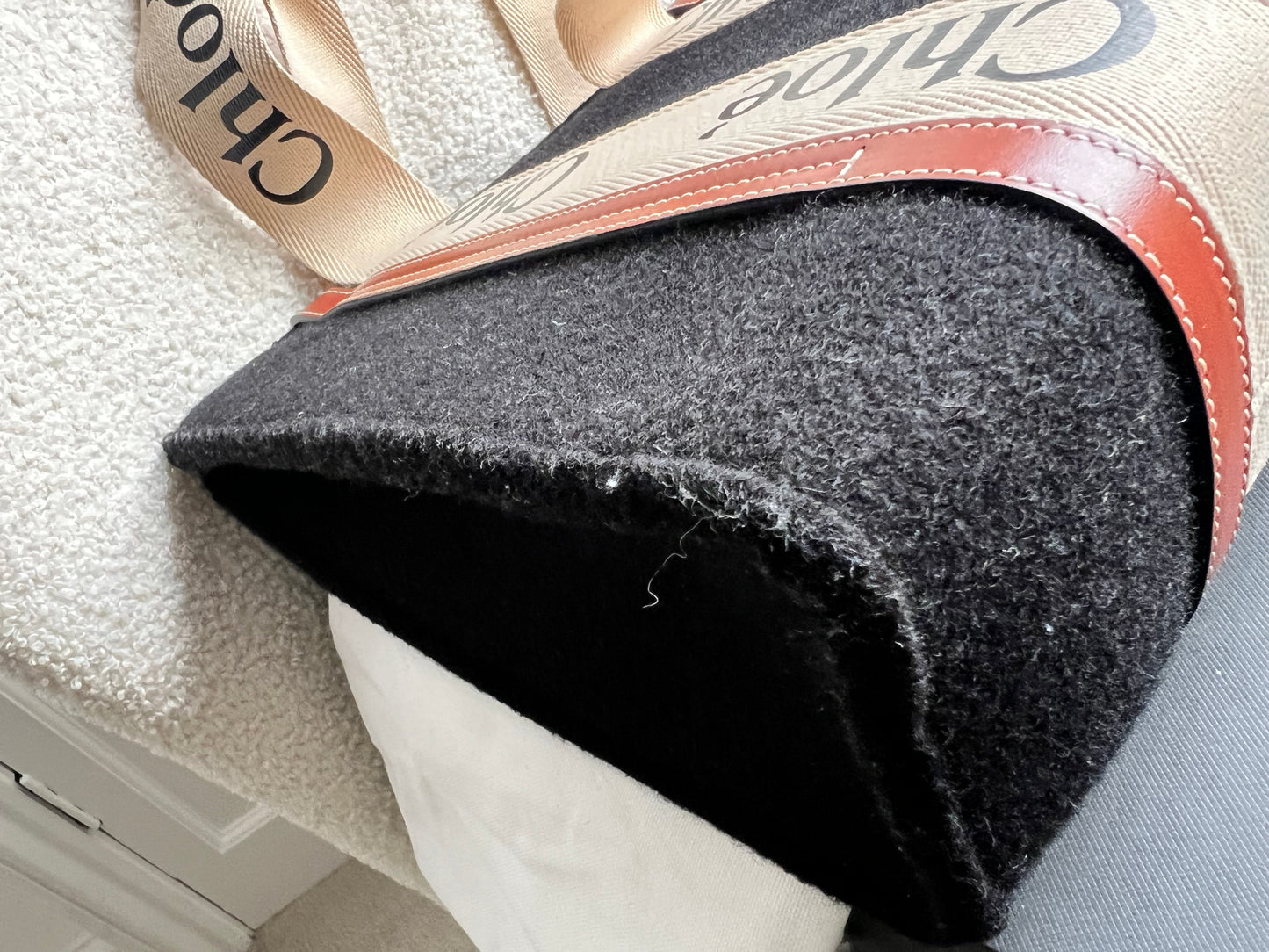 Chloe Medium Black Wool Woody Tote Bag