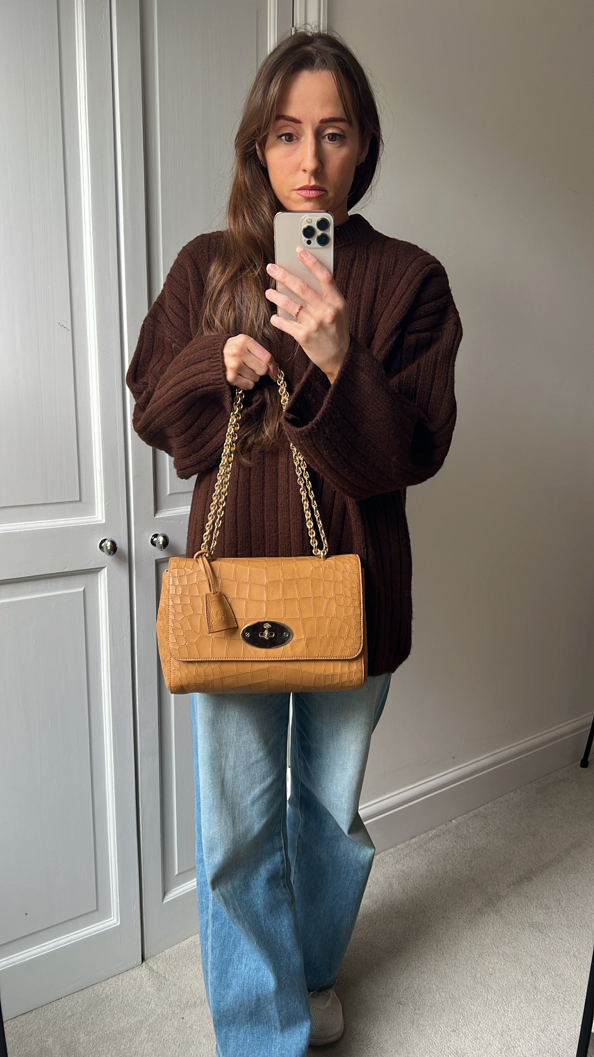 Mulberry Biscuit Brown Croc Medium Lily