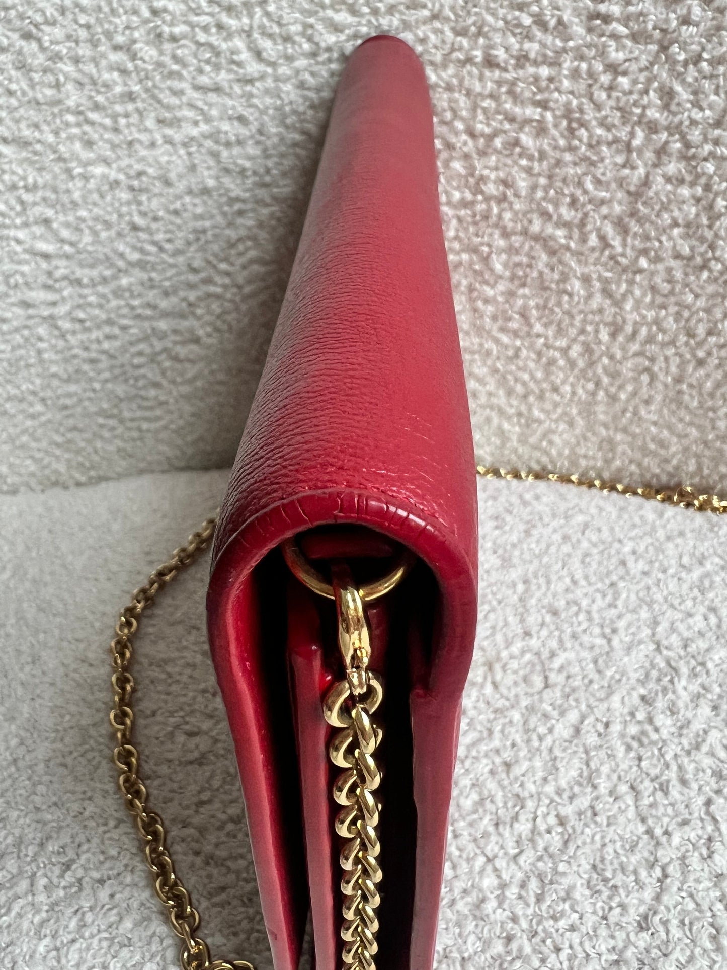 Yves Saint Laurent (YSL) Red Belle de Jour Chain Wallet Clutch