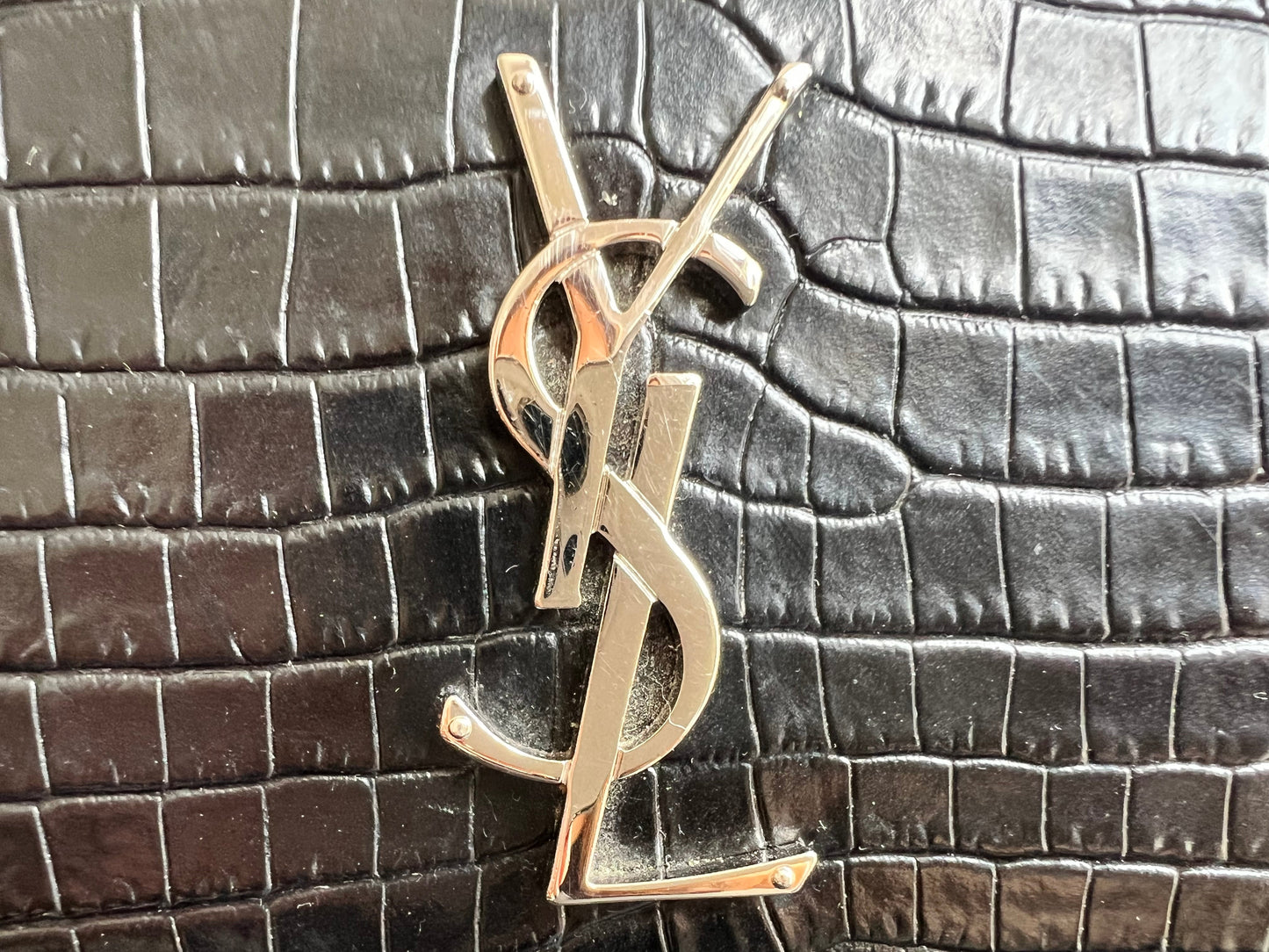 Yves Saint Laurent (YSL) Black Croc Mini Sunset Top Handle (RRP £1,445)
