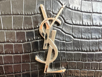 Yves Saint Laurent (YSL) Black Croc Mini Sunset Top Handle (RRP £1,445)