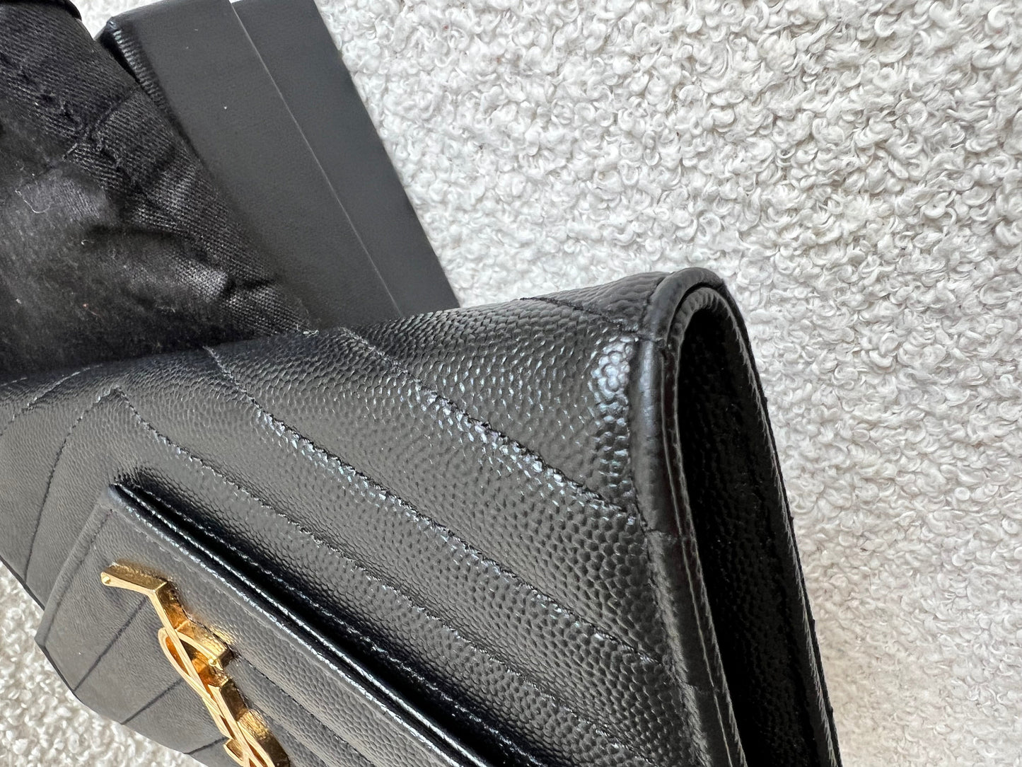 Yves Saint Laurent Black Large Cassandre Flap Wallet (RRP £665)