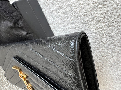 Yves Saint Laurent Black Large Cassandre Flap Wallet (RRP £665)