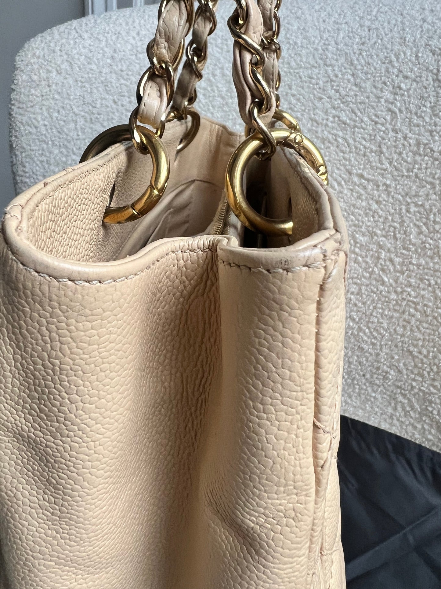 Chanel Beige Caviar Grand Shopper Tote gold hardware (GST)