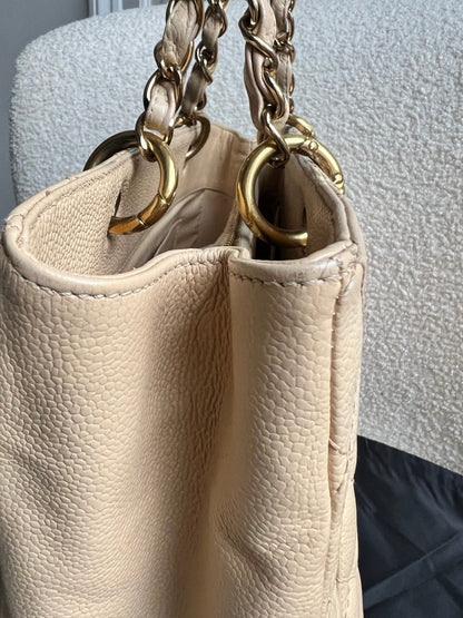 Chanel Beige Caviar Grand Shopper Tote gold hardware (GST)