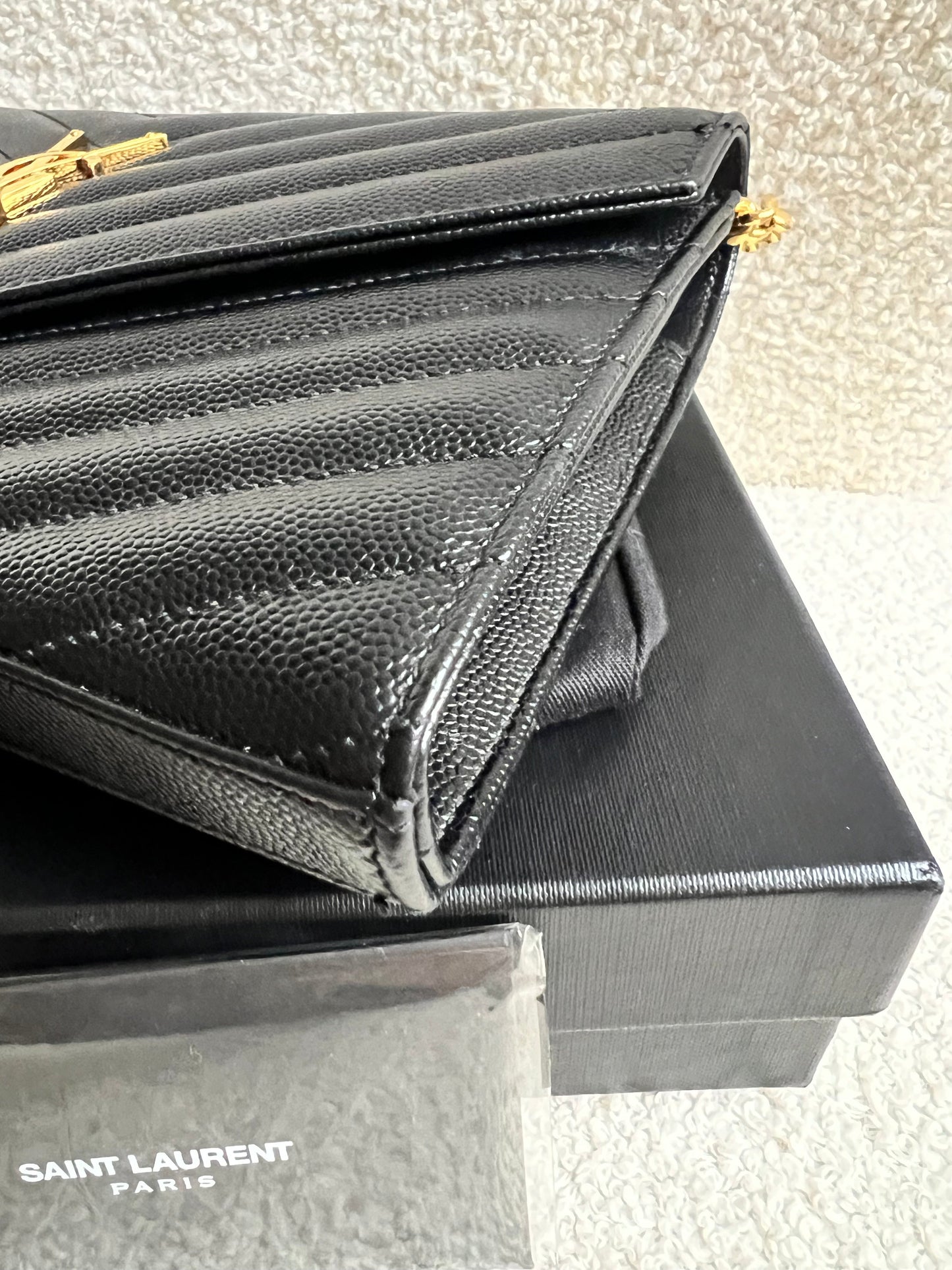 Yves Saint Laurent (YSL) Black Cassandre Envelope Chain Wallet (RRP £1,200)