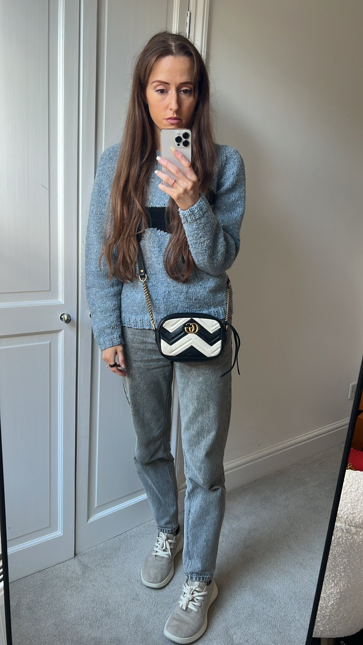 Gucci GG Black and White Marmont Mini Shoulder Bag (RRP £1,360)