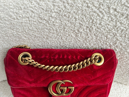 Gucci GG Mini Red Velvet Marmont Mini Shoulder Bag (RRP £1295)