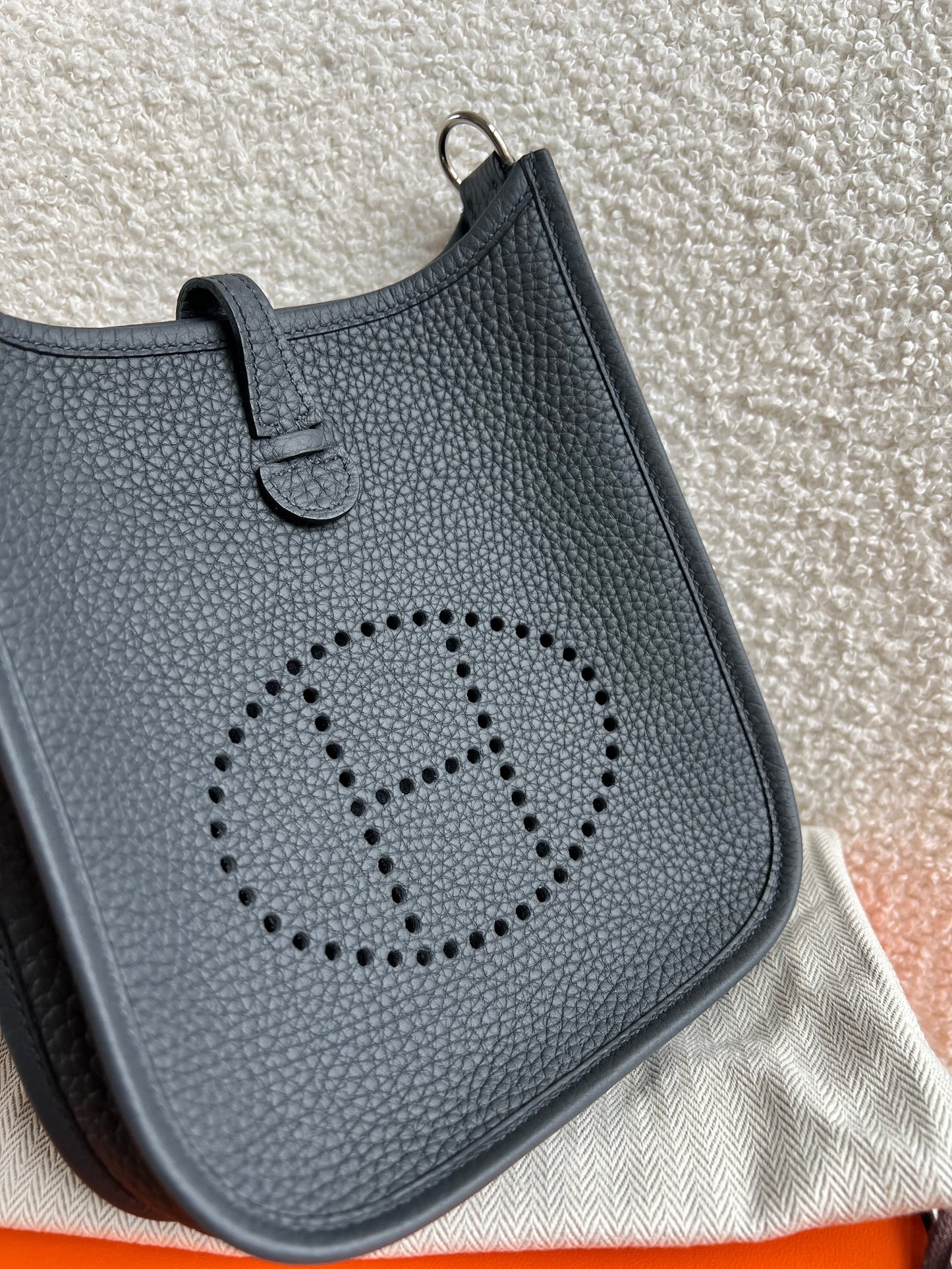 Hermes Evelyne TPM in Grey Clemence Leather with Palladium Hardware