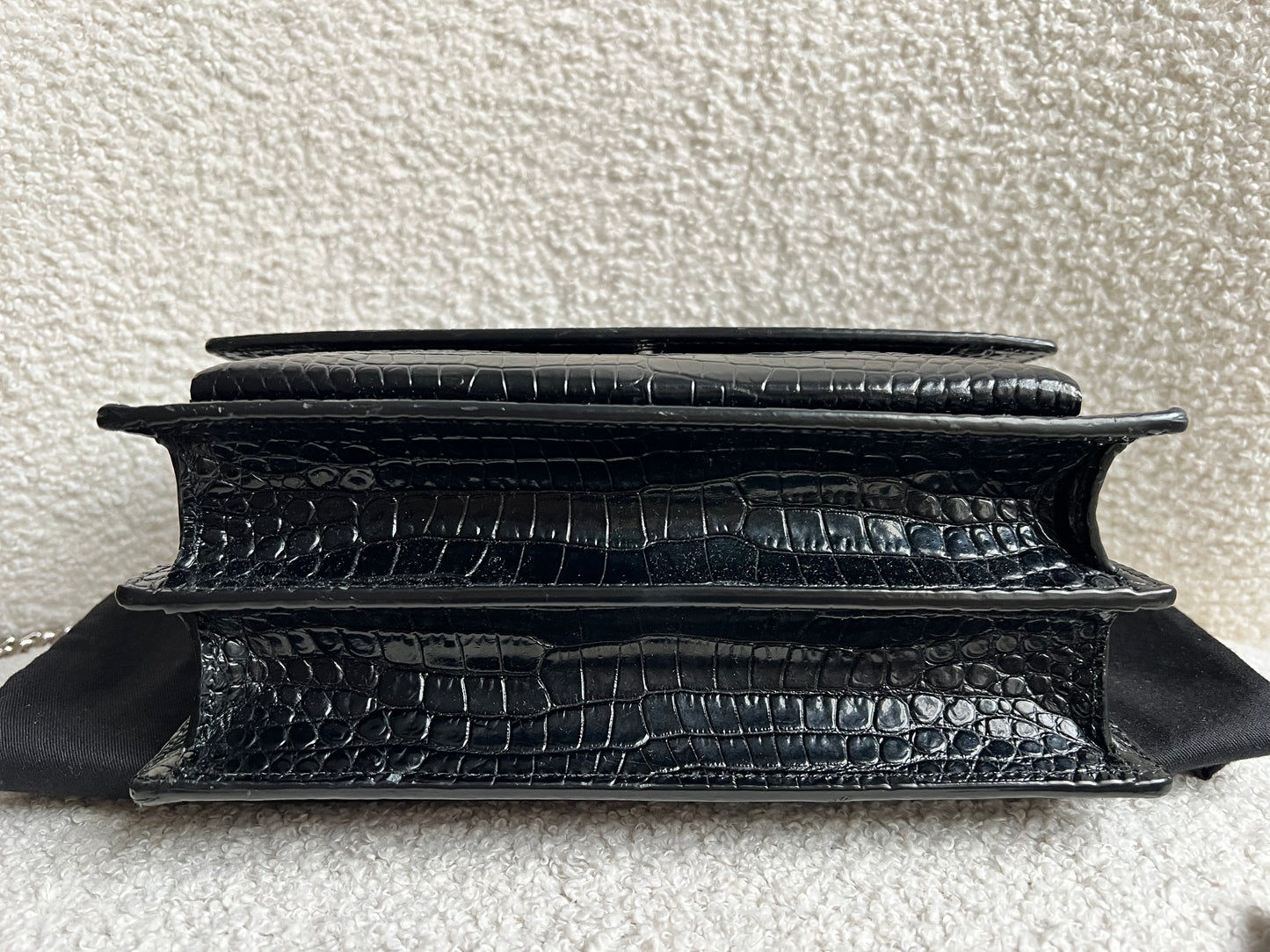 Yves Saint Laurent (YSL) Black Croc Medium Sunset with Silver Hardware (RRP £2,200)