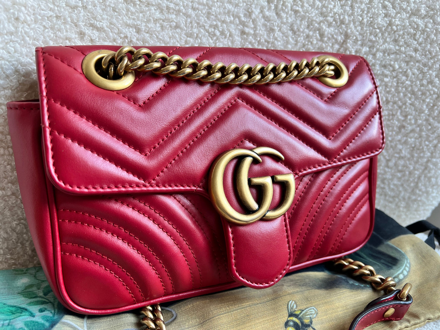 Gucci GG Hibiscus Red Marmont Mini Shoulder Bag (RRP £1,890)