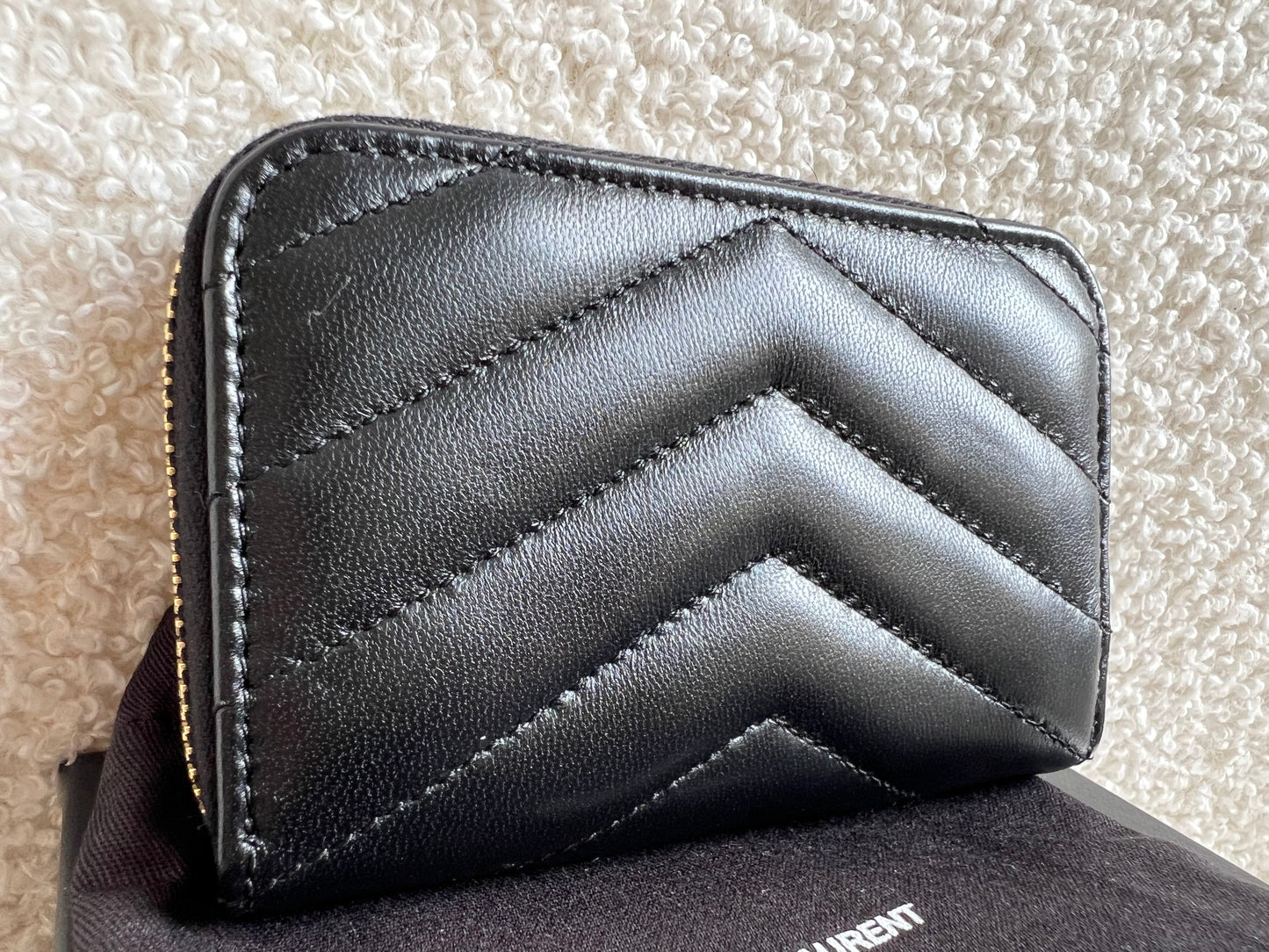 Yves Saint Laurent Black Lambskin Cassandre Small Zip Wallet (RRP £400)