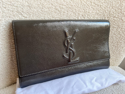 Yves Saint Laurent (YSL) Grey Patent Belle de Jour Clutch